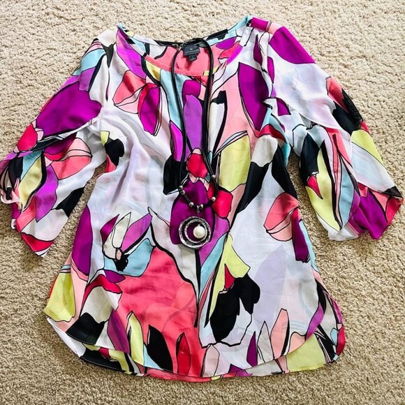 Boho Top**L**Blouse Tunic LIKE NEW Bohemian Shirt pink purple Hippie - Picture 1 of 1